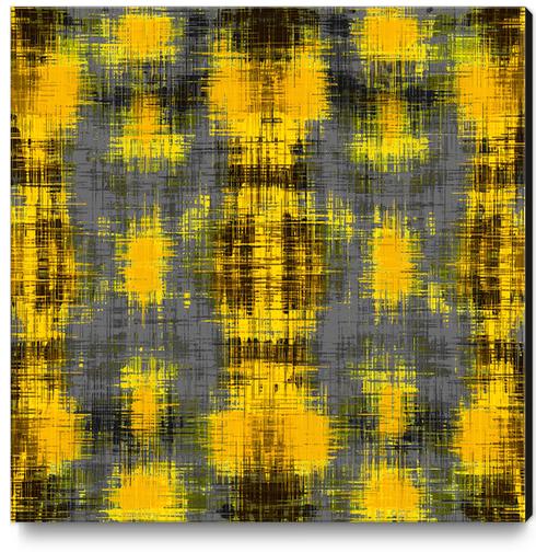 geometric plaid pattern painting abstract in yellow brown and black Canvas Print by Timmy333