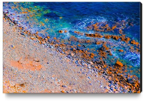 blue water at the ocean with rock and stone in summer Canvas Print by Timmy333