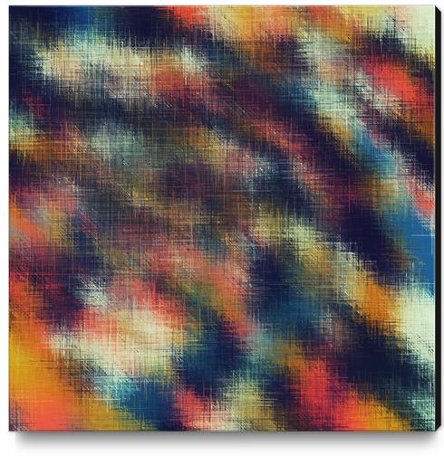 red pink yellow blue and black plaid pattern abstract background Canvas Print by Timmy333