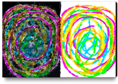 colorful circle pattern drawing abstract with black and white background Canvas Print by Timmy333