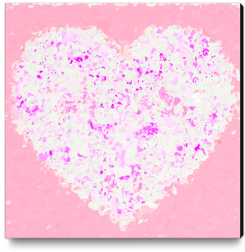 white and pink heart shape with pink background Canvas Print by Timmy333