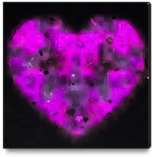 pink blurry heart shape with black background Canvas Print by Timmy333