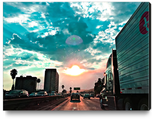 urban road with beautiful cloudy summer sunset sky Canvas Print by Timmy333