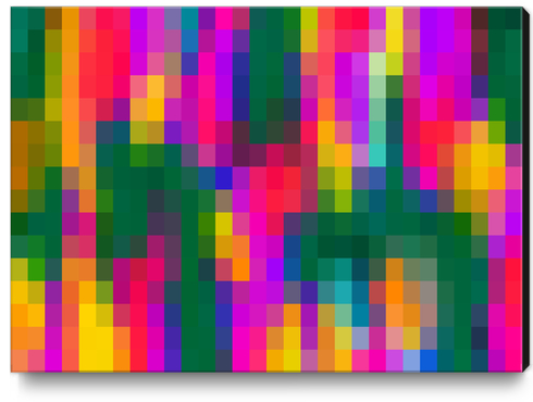 pink blue green orange yellow and purple pixel background Canvas Print by Timmy333