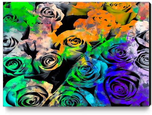 rose texture pattern abstract with splash painting in orange green blue purple Canvas Print by Timmy333