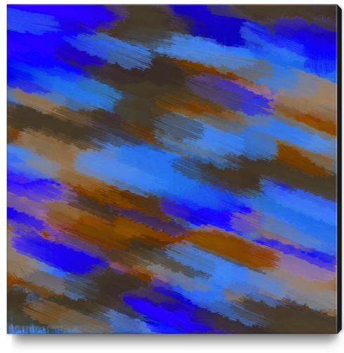 camouflage splash painting abstract in blue brown and dark blue Canvas Print by Timmy333