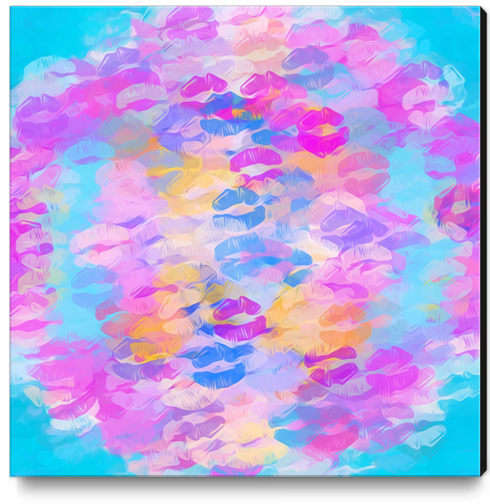 pink blue and purple kisses lipstick abstract background Canvas Print by Timmy333