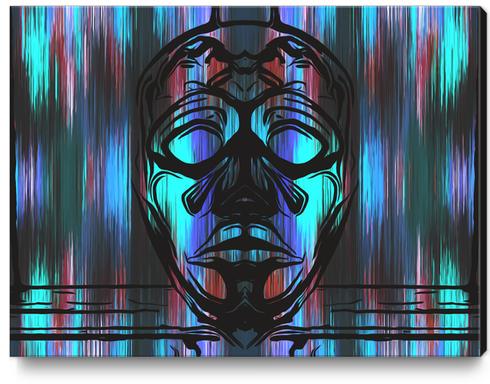 face mask with blue pink and purple background Canvas Print by Timmy333