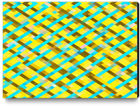 geometric pixel square pattern abstract background in yellow blue brown Canvas Print by Timmy333