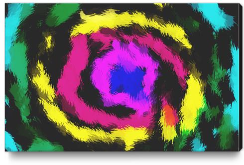 pink blue yellow black and green spiral painting background Canvas Print by Timmy333