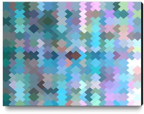 geometric square pixel pattern abstract in blue and pink Canvas Print by Timmy333