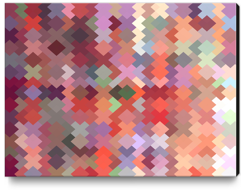 geometric square pixel pattern abstract in red brown green Canvas Print by Timmy333