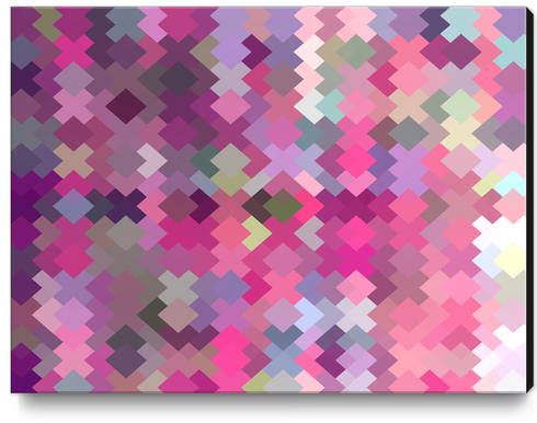 geometric square pixel pattern abstract in pink and purple Canvas Print by Timmy333