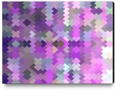 geometric square pixel pattern abstract in purple and pink Canvas Print by Timmy333