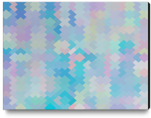 geometric square pixel pattern abstract in blue and pink Canvas Print by Timmy333