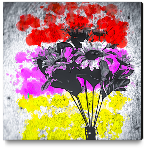 flower with colorful painting abstract background in red pink yellow Canvas Print by Timmy333