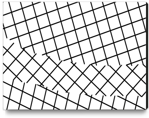 geometric square line pattern abstract background in black and white Canvas Print by Timmy333