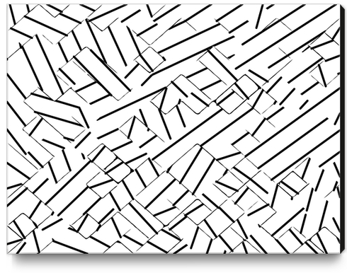 geometric line abstract pattern abstract in black and white Canvas Print by Timmy333