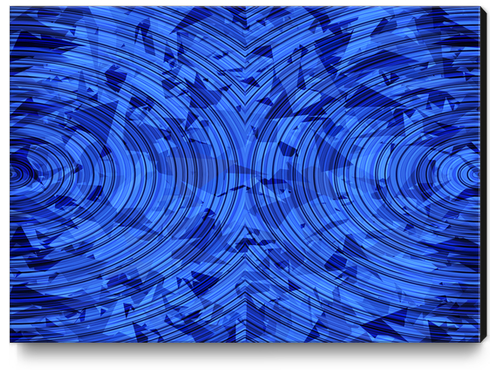 psychedelic geometric circle pattern abstract background in blue Canvas Print by Timmy333