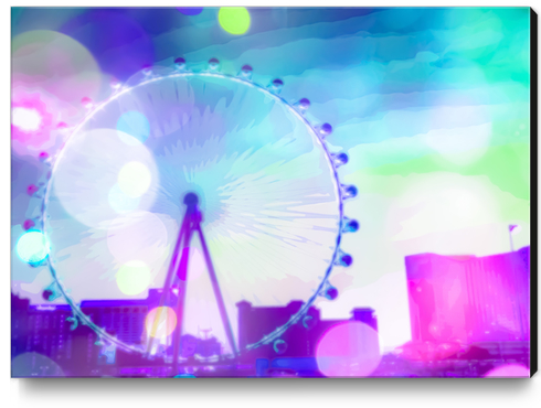 ferris wheel in the city at Las Vegas, USA with the night light bokeh Canvas Print by Timmy333