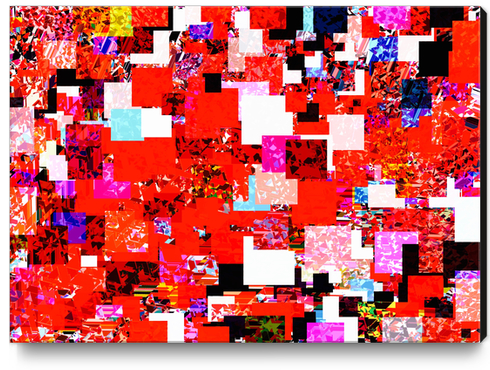 geometric square pixel pattern abstract in red blue pink Canvas Print by Timmy333