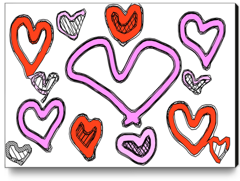 red and pink heart shape graffiti drawing Canvas Print by Timmy333