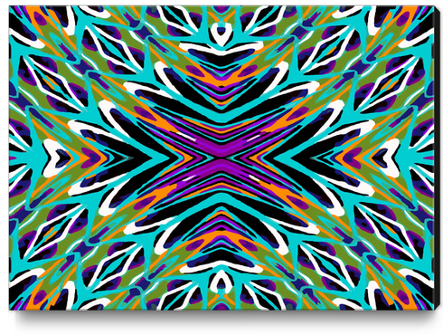 psychedelic geometric graffiti abstract pattern in green blue purple orange Canvas Print by Timmy333