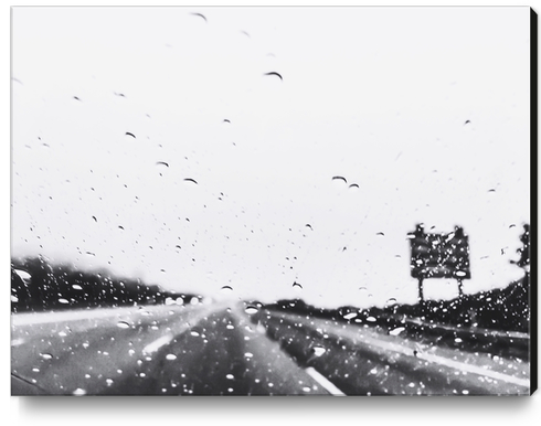 on the road in the rainy day in black and white Canvas Print by Timmy333