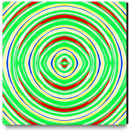 green red yellow and blue circle line drawing abstract background Canvas Print by Timmy333