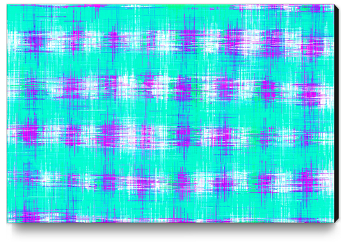 plaid pattern graffiti painting abstract in blue green and pink Canvas Print by Timmy333