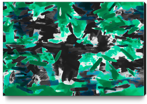 psychedelic vintage camouflage painting texture abstract in green and black Canvas Print by Timmy333