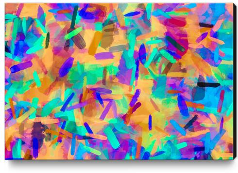 psychedelic splash painting abstract in orange purple green pink blue Canvas Print by Timmy333