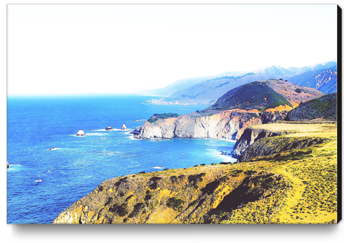 mountain with ocean view at Big Sur, Highway 1, California, USA Canvas Print by Timmy333