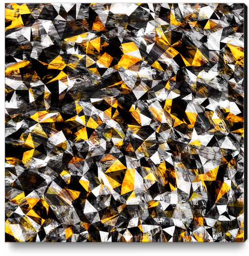 vintage psychedelic geometric triangle polygon pattern abstract in gold yellow and black Canvas Print by Timmy333