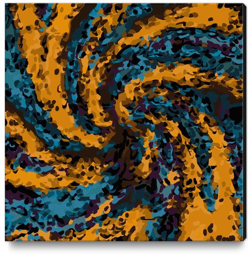 psychedelic graffiti line pattern painting abstract in brown and blue Canvas Print by Timmy333