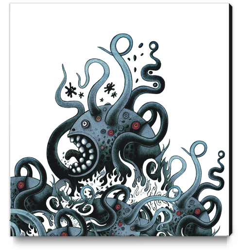 Octoworm (blue version) Canvas Print by Exit Man