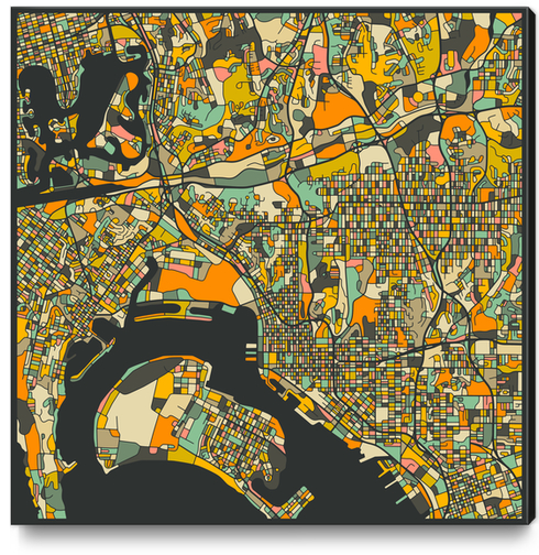 SAN DIEGO MAP 2 Canvas Print by Jazzberry Blue