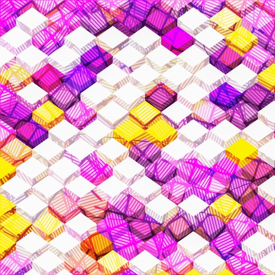 geometric square cube pattern abstract background in purple yellow by Timmy333