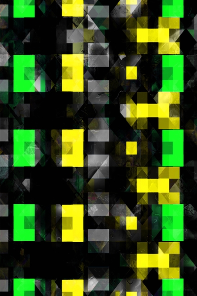 geometric pixel square pattern abstract background in yellow green black by Timmy333