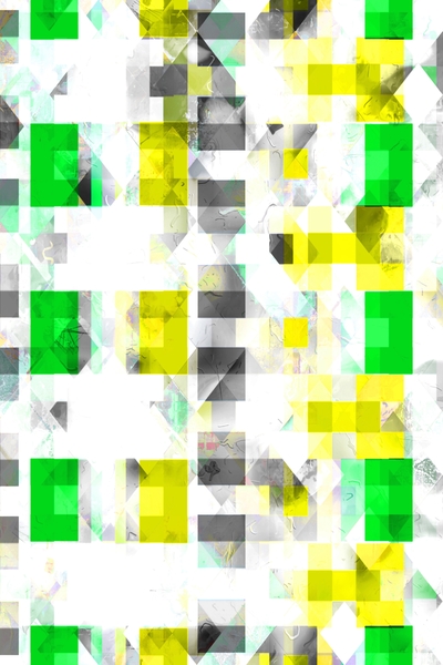 symmetry graphic design pixel geometric square pattern abstract background in green yellow by Timmy333