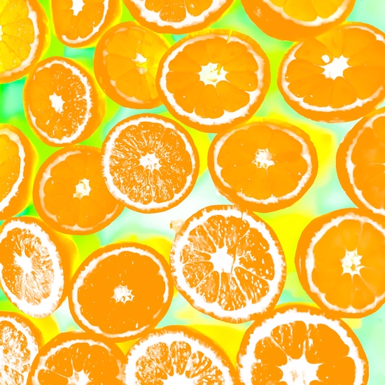 juicy orange pattern abstract with yellow and green background by Timmy333