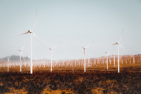 Wind turbine in the desert at Kern County California USA by Timmy333