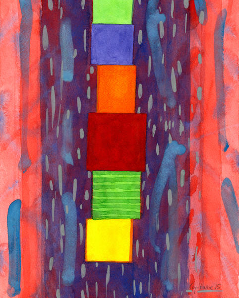 Colorful piled Cubes within free Painting by Heidi Capitaine