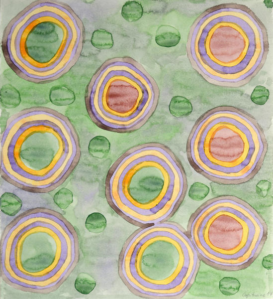 Luminous Ringed Circles on Green  by Heidi Capitaine