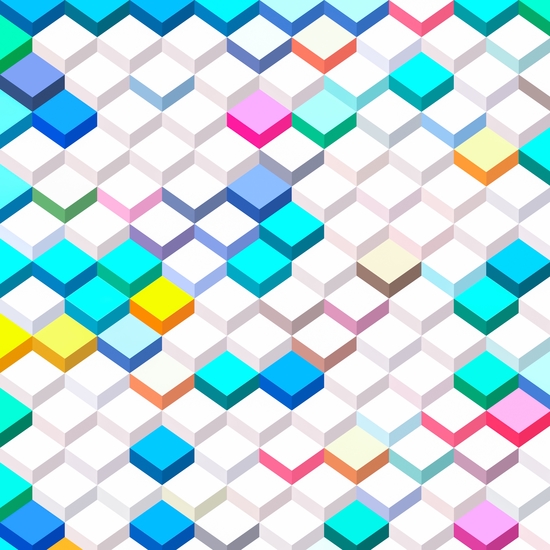 geometric square cube pattern abstract background in blue pink yellow by Timmy333