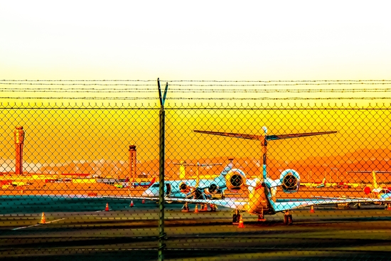 Sunset sky over at the Las Vegas airport, USA by Timmy333