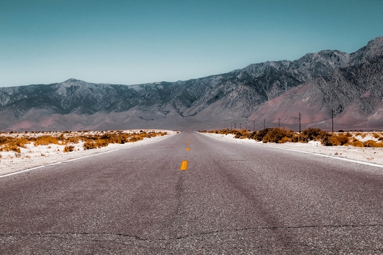 road in the desert with mountain view in California USA by Timmy333