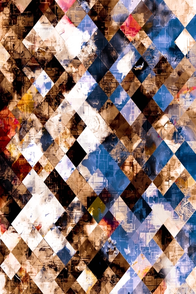 geometric pixel square pattern abstract background in brown blue by Timmy333