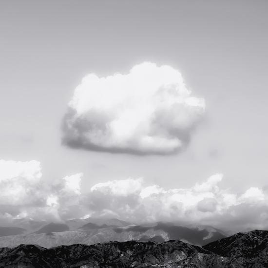 mountain with cloudy sky in Los Angeles USA in black and white by Timmy333