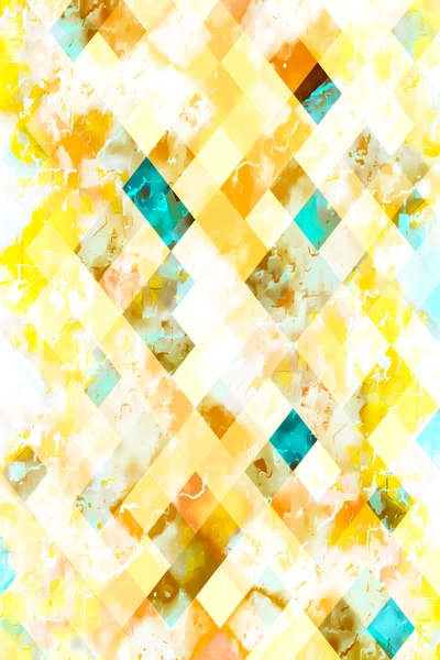 geometric pixel square pattern abstract in yellow brown blue by Timmy333